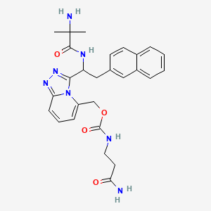 molecular formula C24H32ClN7O5 B607395 [3-[1-[(2-amino-2-methylpropanoyl)amino]-2-naphthalen-2-ylethyl]-[1,2,4]triazolo[4,3-a]pyridin-5-yl]methyl N-(3-amino-3-oxopropyl)carbamate CAS No. 674343-47-6