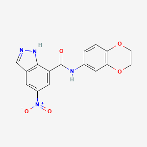 molecular formula C16H12N4O5 B6073957 N-(2,3-dihydro-1,4-benzodioxin-6-yl)-5-nitro-1H-indazole-7-carboxamide 