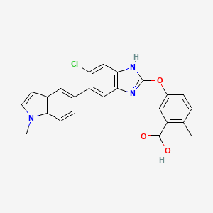 molecular formula C24H18ClN3O3 B607396 5-[[6-氯苯甲基-5-(1-甲基吲哚-5-基)-1h-苯并咪唑-2-基]氧基]-2-甲基苯甲酸 CAS No. 1219739-36-2