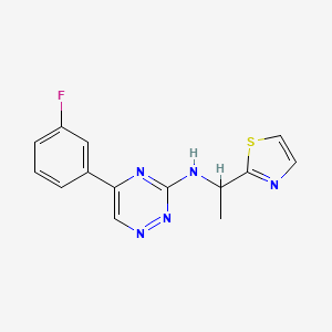 5-(3-fluorophenyl)-N-[1-(1,3-thiazol-2-yl)ethyl]-1,2,4-triazin-3-amine