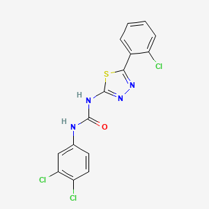 molecular formula C15H9Cl3N4OS B6073988 N-[5-(2-chlorophenyl)-1,3,4-thiadiazol-2-yl]-N'-(3,4-dichlorophenyl)urea 