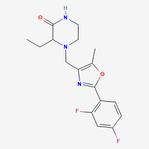 4-{[2-(2,4-difluorophenyl)-5-methyl-1,3-oxazol-4-yl]methyl}-3-ethyl-2-piperazinone