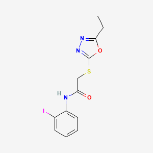 molecular formula C12H12IN3O2S B6074003 2-[(5-ethyl-1,3,4-oxadiazol-2-yl)thio]-N-(2-iodophenyl)acetamide 