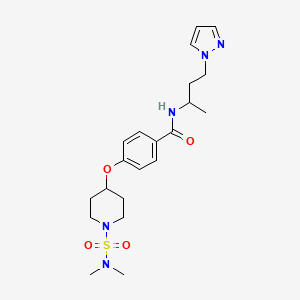 molecular formula C21H31N5O4S B6074015 4-({1-[(dimethylamino)sulfonyl]-4-piperidinyl}oxy)-N-[1-methyl-3-(1H-pyrazol-1-yl)propyl]benzamide 