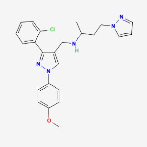 molecular formula C24H26ClN5O B6074044 N-{[3-(2-chlorophenyl)-1-(4-methoxyphenyl)-1H-pyrazol-4-yl]methyl}-4-(1H-pyrazol-1-yl)-2-butanamine 