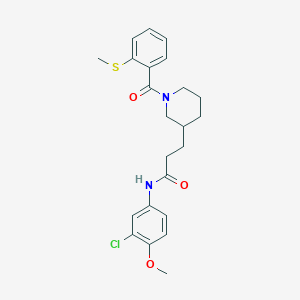 molecular formula C23H27ClN2O3S B6074093 N-(3-chloro-4-methoxyphenyl)-3-{1-[2-(methylthio)benzoyl]-3-piperidinyl}propanamide 
