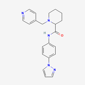 molecular formula C21H23N5O B6074102 N-[4-(1H-pyrazol-1-yl)phenyl]-1-(4-pyridinylmethyl)-2-piperidinecarboxamide 