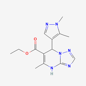 molecular formula C14H18N6O2 B6074155 ethyl 7-(1,5-dimethyl-1H-pyrazol-4-yl)-5-methyl-4,7-dihydro[1,2,4]triazolo[1,5-a]pyrimidine-6-carboxylate 