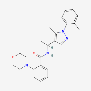 molecular formula C24H28N4O2 B6074171 N-{1-[5-methyl-1-(2-methylphenyl)-1H-pyrazol-4-yl]ethyl}-2-(4-morpholinyl)benzamide 