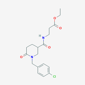 molecular formula C18H23ClN2O4 B6074194 ethyl N-{[1-(4-chlorobenzyl)-6-oxo-3-piperidinyl]carbonyl}-beta-alaninate 