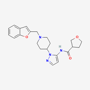 molecular formula C22H26N4O3 B6074248 N-{1-[1-(1-benzofuran-2-ylmethyl)-4-piperidinyl]-1H-pyrazol-5-yl}tetrahydro-3-furancarboxamide 
