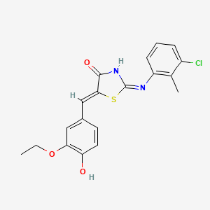 molecular formula C19H17ClN2O3S B6074267 2-[(3-chloro-2-methylphenyl)amino]-5-(3-ethoxy-4-hydroxybenzylidene)-1,3-thiazol-4(5H)-one 