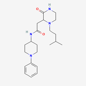 molecular formula C22H34N4O2 B6074290 2-[1-(3-methylbutyl)-3-oxo-2-piperazinyl]-N-(1-phenyl-4-piperidinyl)acetamide 