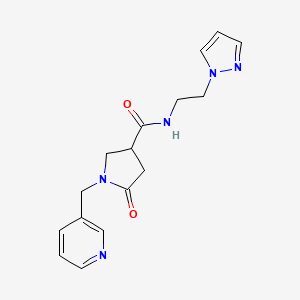 molecular formula C16H19N5O2 B6074307 5-oxo-N-[2-(1H-pyrazol-1-yl)ethyl]-1-(3-pyridinylmethyl)-3-pyrrolidinecarboxamide trifluoroacetate 