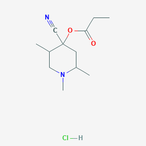 molecular formula C12H21ClN2O2 B6074336 4-cyano-1,2,5-trimethyl-4-piperidinyl propanoate hydrochloride 