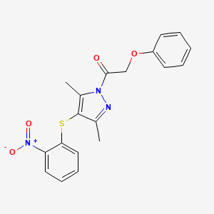 molecular formula C19H17N3O4S B6074347 3,5-dimethyl-4-[(2-nitrophenyl)thio]-1-(phenoxyacetyl)-1H-pyrazole 