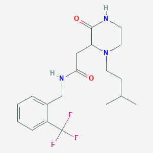molecular formula C19H26F3N3O2 B6074351 2-[1-(3-methylbutyl)-3-oxo-2-piperazinyl]-N-[2-(trifluoromethyl)benzyl]acetamide 
