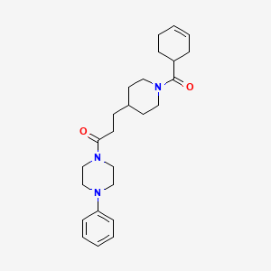 molecular formula C25H35N3O2 B6074353 1-{3-[1-(3-cyclohexen-1-ylcarbonyl)-4-piperidinyl]propanoyl}-4-phenylpiperazine 