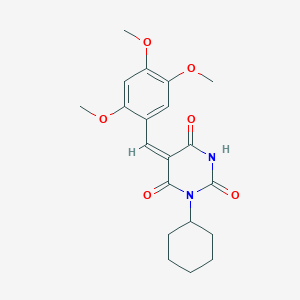molecular formula C20H24N2O6 B6074381 1-cyclohexyl-5-(2,4,5-trimethoxybenzylidene)-2,4,6(1H,3H,5H)-pyrimidinetrione 