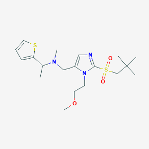 molecular formula C19H31N3O3S2 B6074391 N-{[2-[(2,2-dimethylpropyl)sulfonyl]-1-(2-methoxyethyl)-1H-imidazol-5-yl]methyl}-N-methyl-1-(2-thienyl)ethanamine 