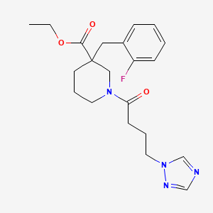 molecular formula C21H27FN4O3 B6074415 ethyl 3-(2-fluorobenzyl)-1-[4-(1H-1,2,4-triazol-1-yl)butanoyl]-3-piperidinecarboxylate 
