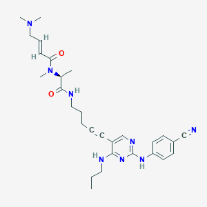 molecular formula C29H38N8O2 B607442 (S,E)-N-(1-((5-(2-((4-氰基苯基)氨基)-4-(丙氨基)嘧啶-5-基)戊-4-炔-1-基)氨基)-1-氧代丙-2-基)-4-(二甲氨基)-N-甲基丁-2-烯酰胺 CAS No. 1472797-69-5