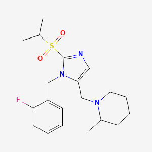 molecular formula C20H28FN3O2S B6074427 1-{[1-(2-fluorobenzyl)-2-(isopropylsulfonyl)-1H-imidazol-5-yl]methyl}-2-methylpiperidine 