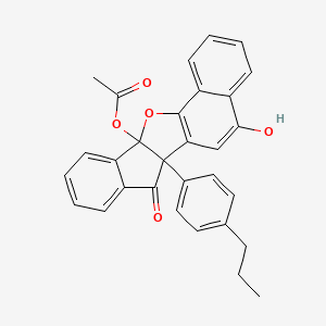 molecular formula C30H24O5 B6074439 5-hydroxy-7-oxo-6b-(4-propylphenyl)-6b,7-dihydro-11bH-indeno[1,2-b]naphtho[2,1-d]furan-11b-yl acetate 