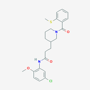 molecular formula C23H27ClN2O3S B6074462 N-(5-chloro-2-methoxyphenyl)-3-{1-[2-(methylthio)benzoyl]-3-piperidinyl}propanamide 
