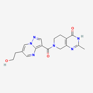 molecular formula C17H18N6O3 B6074478 7-{[6-(2-hydroxyethyl)pyrazolo[1,5-a]pyrimidin-3-yl]carbonyl}-2-methyl-5,6,7,8-tetrahydropyrido[3,4-d]pyrimidin-4(3H)-one 