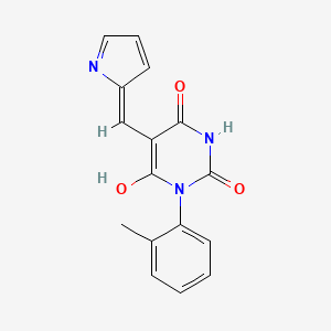 molecular formula C16H13N3O3 B6074486 1-(2-methylphenyl)-5-(1H-pyrrol-2-ylmethylene)-2,4,6(1H,3H,5H)-pyrimidinetrione 