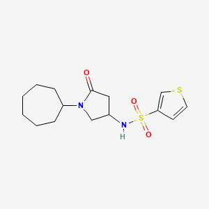 molecular formula C15H22N2O3S2 B6074500 N-(1-cycloheptyl-5-oxo-3-pyrrolidinyl)-3-thiophenesulfonamide 