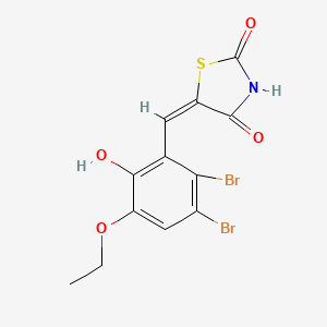 molecular formula C12H9Br2NO4S B6074508 5-(2,3-dibromo-5-ethoxy-6-hydroxybenzylidene)-1,3-thiazolidine-2,4-dione 