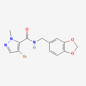 molecular formula C13H12BrN3O3 B6074567 N-(1,3-benzodioxol-5-ylmethyl)-4-bromo-1-methyl-1H-pyrazole-5-carboxamide 