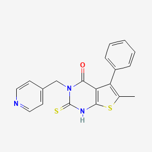 molecular formula C19H15N3OS2 B6074589 2-mercapto-6-methyl-5-phenyl-3-(4-pyridinylmethyl)thieno[2,3-d]pyrimidin-4(3H)-one 