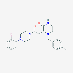 molecular formula C24H29FN4O2 B6074615 3-{2-[4-(2-fluorophenyl)-1-piperazinyl]-2-oxoethyl}-4-(4-methylbenzyl)-2-piperazinone 