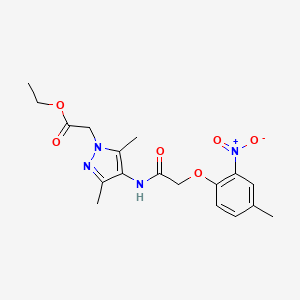 molecular formula C18H22N4O6 B6074622 ethyl (3,5-dimethyl-4-{[(4-methyl-2-nitrophenoxy)acetyl]amino}-1H-pyrazol-1-yl)acetate 