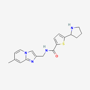 molecular formula C18H20N4OS B6074632 N-[(7-methylimidazo[1,2-a]pyridin-2-yl)methyl]-5-(2-pyrrolidinyl)-2-thiophenecarboxamide bis(trifluoroacetate) 