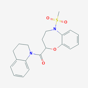 molecular formula C20H22N2O4S B6074661 2-(3,4-dihydro-1(2H)-quinolinylcarbonyl)-5-(methylsulfonyl)-2,3,4,5-tetrahydro-1,5-benzoxazepine 