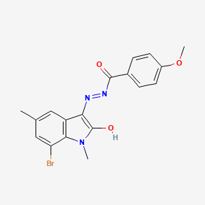 molecular formula C18H16BrN3O3 B6074662 N'-(7-bromo-1,5-dimethyl-2-oxo-1,2-dihydro-3H-indol-3-ylidene)-4-methoxybenzohydrazide 