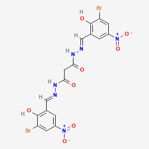 molecular formula C17H12Br2N6O8 B6074665 N'~1~,N'~3~-bis(3-bromo-2-hydroxy-5-nitrobenzylidene)malonohydrazide 