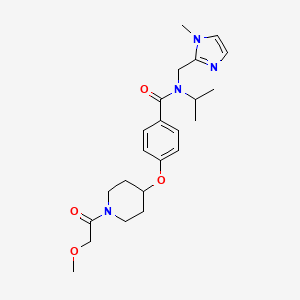 molecular formula C23H32N4O4 B6074678 N-isopropyl-4-{[1-(methoxyacetyl)-4-piperidinyl]oxy}-N-[(1-methyl-1H-imidazol-2-yl)methyl]benzamide 