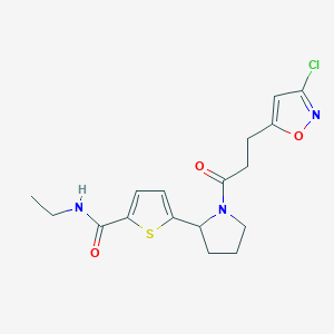 molecular formula C17H20ClN3O3S B6074701 5-{1-[3-(3-chloro-5-isoxazolyl)propanoyl]-2-pyrrolidinyl}-N-ethyl-2-thiophenecarboxamide 