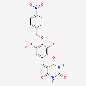molecular formula C19H14IN3O7 B6074758 5-{3-iodo-5-methoxy-4-[(4-nitrobenzyl)oxy]benzylidene}-2,4,6(1H,3H,5H)-pyrimidinetrione 
