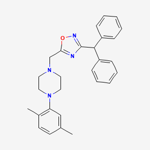 molecular formula C28H30N4O B6074775 1-(2,5-dimethylphenyl)-4-{[3-(diphenylmethyl)-1,2,4-oxadiazol-5-yl]methyl}piperazine 