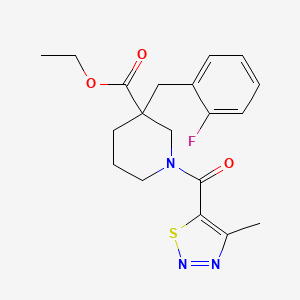 molecular formula C19H22FN3O3S B6074777 ethyl 3-(2-fluorobenzyl)-1-[(4-methyl-1,2,3-thiadiazol-5-yl)carbonyl]-3-piperidinecarboxylate 