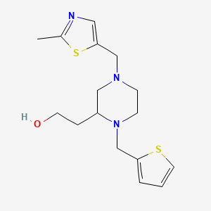 molecular formula C16H23N3OS2 B6074824 2-[4-[(2-methyl-1,3-thiazol-5-yl)methyl]-1-(2-thienylmethyl)-2-piperazinyl]ethanol 