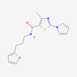 molecular formula C16H17N3O2S B6074833 N-[3-(2-furyl)propyl]-4-methyl-2-(1H-pyrrol-1-yl)-1,3-thiazole-5-carboxamide 