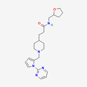 molecular formula C22H31N5O2 B6074841 3-(1-{[1-(2-pyrimidinyl)-1H-pyrrol-2-yl]methyl}-4-piperidinyl)-N-(tetrahydro-2-furanylmethyl)propanamide 