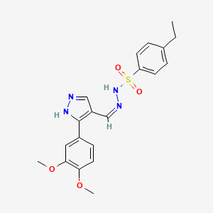molecular formula C20H22N4O4S B6074848 N'-{[3-(3,4-dimethoxyphenyl)-1H-pyrazol-4-yl]methylene}-4-ethylbenzenesulfonohydrazide 